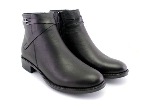 Ghete joase de dama cu fermoar lateral de culoare neagra - Model Flora