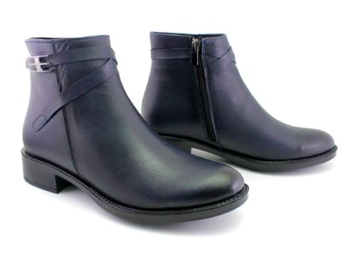 Ghete joase de dama cu fermoar lateral in albastru - Model Flora