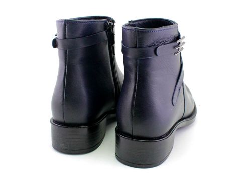 Ghete joase de dama cu fermoar lateral in albastru - Model Flora