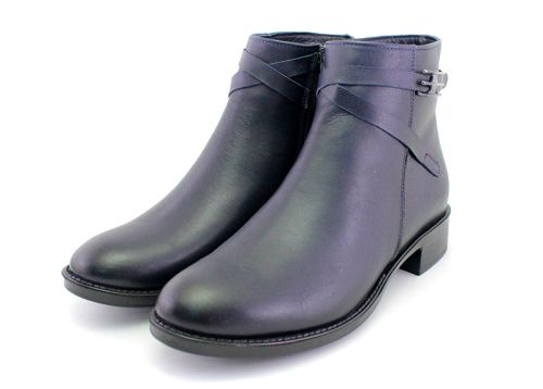 Ghete joase de dama cu fermoar lateral in albastru - Model Flora