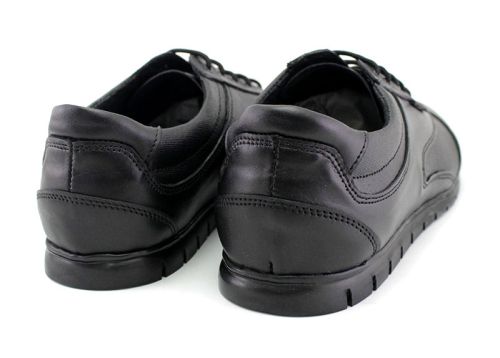 Pantofi sport pentru bărbați din piele naturală de culoare neagră - Model Leonardo