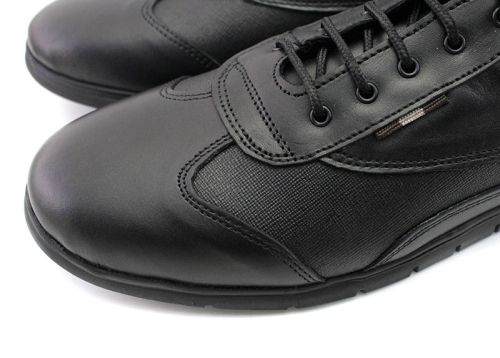 Pantofi sport pentru bărbați din piele naturală de culoare neagră - Model Leonardo