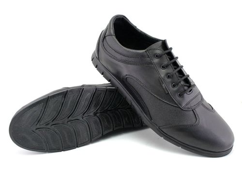 Pantofi sport pentru bărbați din piele naturală de culoare neagră - Model Leonardo