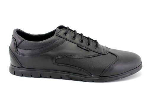 Pantofi sport pentru bărbați din piele naturală de culoare neagră - Model Leonardo