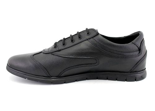 Pantofi sport pentru bărbați din piele naturală de culoare neagră - Model Leonardo