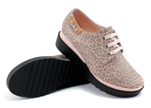 Pantofi casual dama din piele naturala in roz pantera, model Calypso. Marimi 36-42