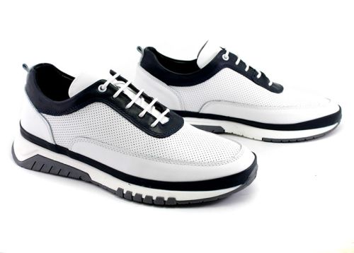 Pantofi casual barbatesti din piele naturala alb - Model Kronos