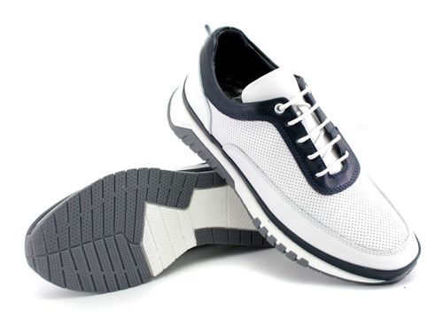 Pantofi casual barbatesti din piele naturala alb - Model Kronos