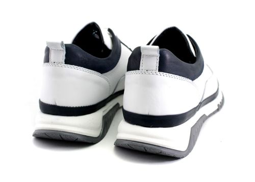 Pantofi casual barbatesti din piele naturala alb - Model Kronos