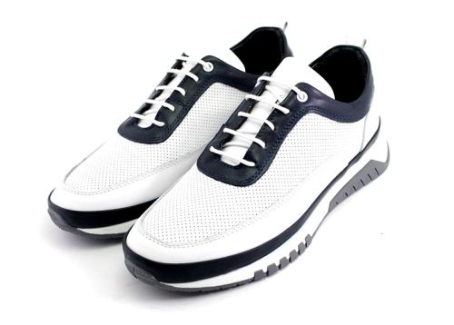 Pantofi casual barbatesti din piele naturala alb - Model Kronos