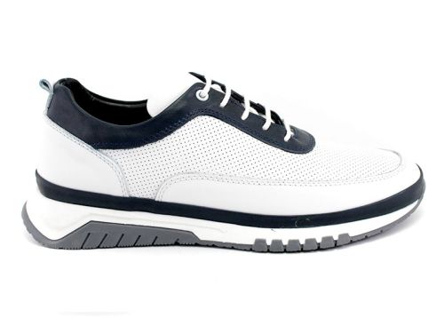Pantofi casual barbatesti din piele naturala alb - Model Kronos