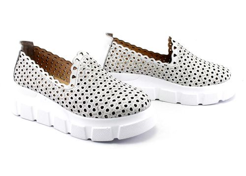 Pantofi de vara dama din piele naturala alb - Model Zornitsa