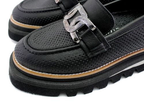 Pantofi de vara dama din piele naturala de culoare neagra - Model Begonia