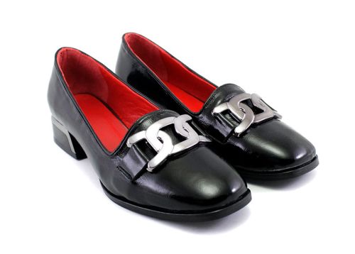 Pantofi de dama din lac natural in negru - Model Connie.