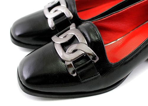 Pantofi de dama din lac natural in negru - Model Connie.