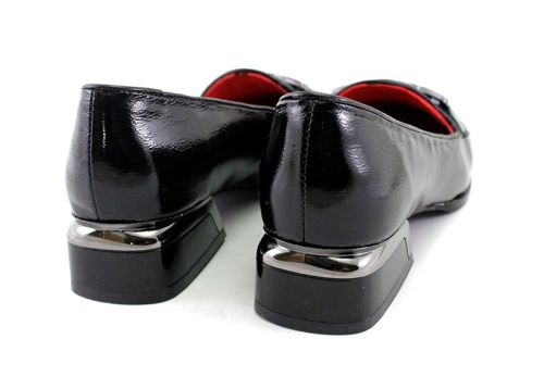 Pantofi de dama din lac natural in negru - Model Connie.