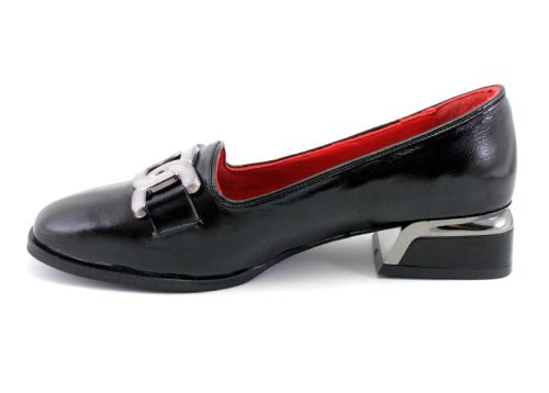 Pantofi de dama din lac natural in negru - Model Connie.