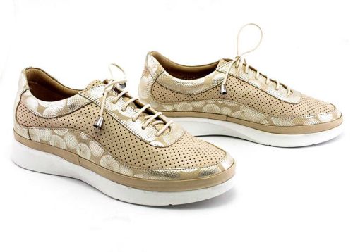 Pantofi dama de vara din piele naturala in bej - Model Donna