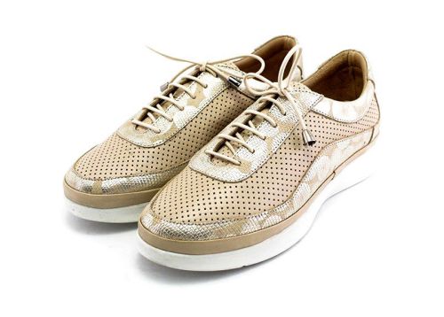 Pantofi dama de vara din piele naturala in bej - Model Donna