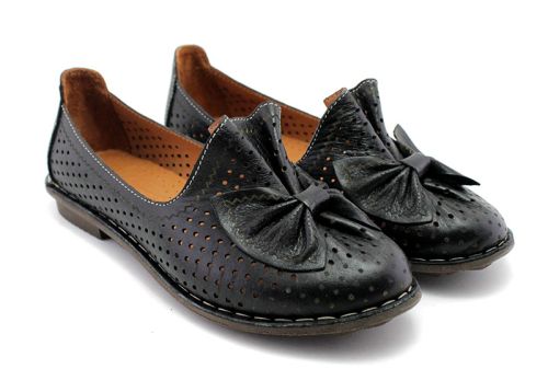 Pantofi casual dama din piele naturala de culoare neagra, model Albitsia