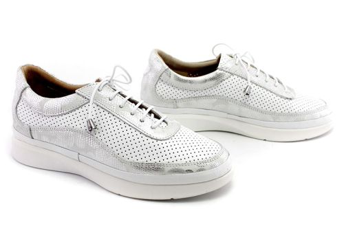 Pantofi de vara dama din piele naturala alb - Model Donna.
