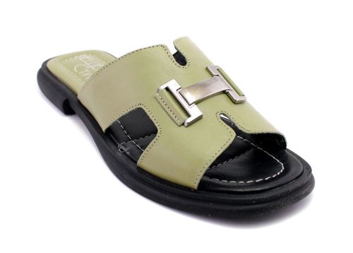 Papuci casual dama de culoare verde - Model Cassiopeia
