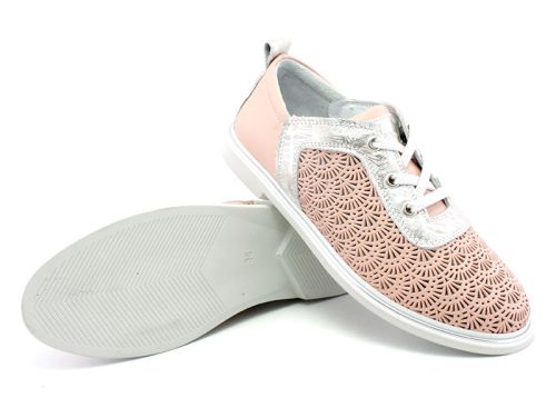 Pantofi casual dama din piele naturala de culoare roz, model Louisa