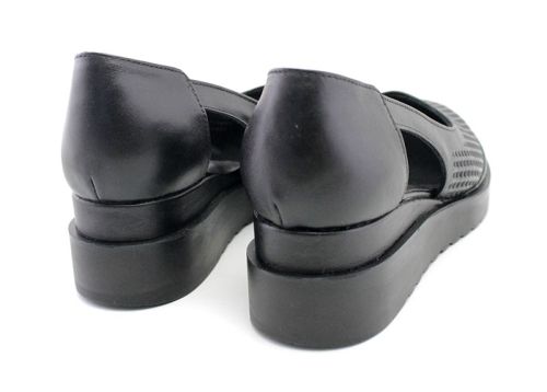 Pantofi de dama deschisi din piele naturala de culoare neagra, model Elitsa.