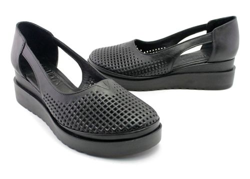 Pantofi de dama deschisi din piele naturala de culoare neagra, model Elitsa.