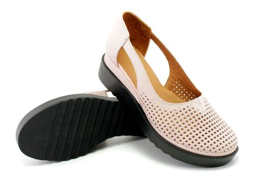 Pantofi de dama deschisi din piele naturala de culoare roz, model Elitsa.