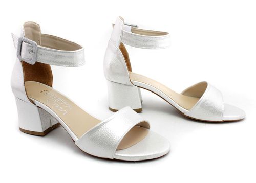 Sandale de dama din material eco sclipitor alb - Model Vega