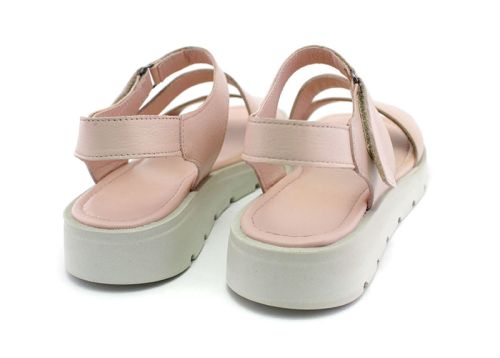 Sandale casual dama de culoare pudra - Model Rossi.