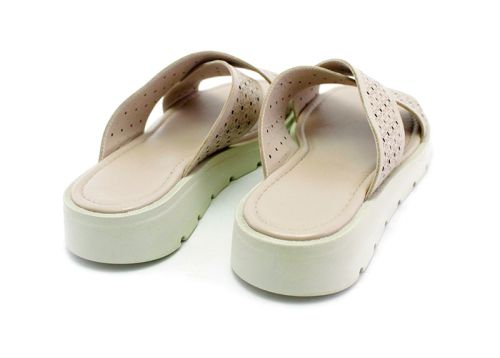 Papuci dama din piele naturala de culoare gri - Model Veni