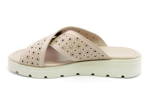 Papuci dama din piele naturala de culoare gri - Model Veni