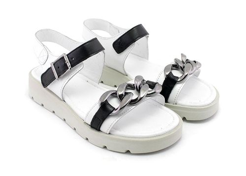 Sandale casual dama in alb si negru - Model Sunny.