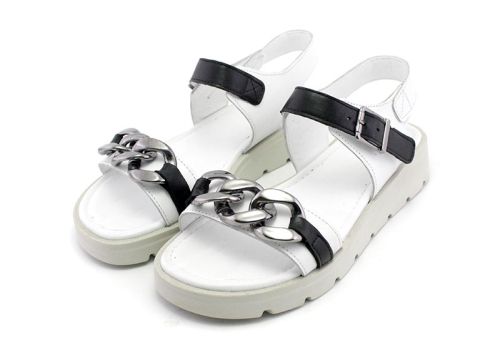 Sandale casual dama in alb si negru - Model Sunny.