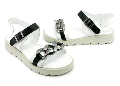 Sandale casual dama in alb si negru - Model Sunny.