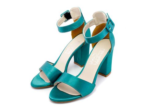 Sandale formale dama de culoare verde petrol - Model Veda.