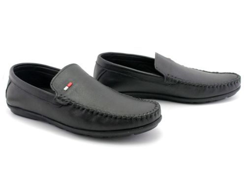 Mocasini pentru bărbați fără șireturi în negru - Model Alberto.