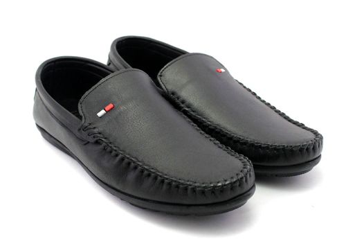 Mocasini pentru bărbați fără șireturi în negru - Model Alberto.