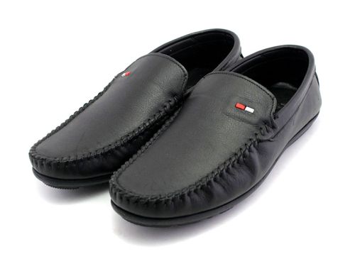 Mocasini pentru bărbați fără șireturi în negru - Model Alberto.