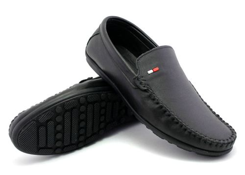 Mocasini pentru bărbați fără șireturi în negru - Model Alberto.