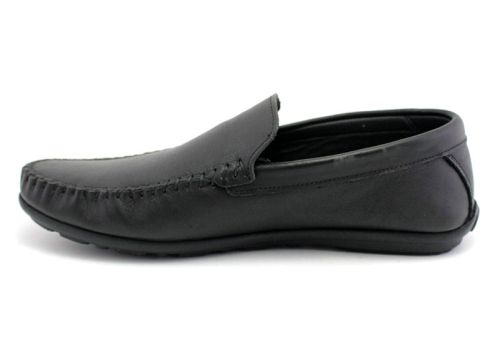 Mocasini pentru bărbați fără șireturi în negru - Model Alberto.
