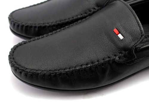 Mocasini pentru bărbați fără șireturi în negru - Model Alberto.
