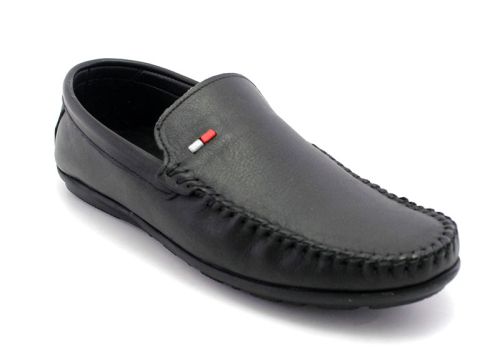 Mocasini pentru bărbați fără șireturi în negru - Model Alberto.