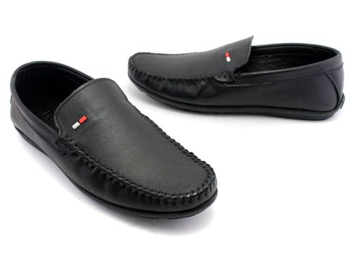 Mocasini pentru bărbați fără șireturi în negru - Model Alberto.