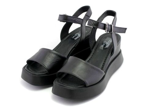 Sandale de dama cu platforma negru - Model Araceli