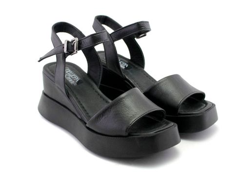 Sandale de dama cu platforma negru - Model Araceli