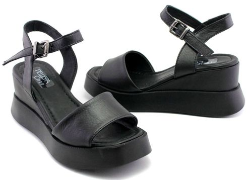 Sandale de dama cu platforma negru - Model Araceli