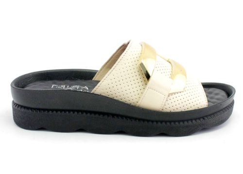 Papuci de dama in bej - model Rufina